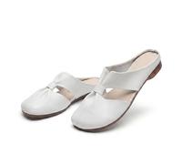 Generisch Women's Soft Sole Knot Mules, Lightweight Round Toe Backless Non-Slip Sandals, Hollow Out Breathable Flats (Beige,37)