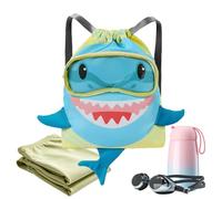 Generisch Zaino Da Nuoto Per Bimbi | Zaino Squalo Con Scomparto Scarpe - Borsa Piscina Bambini Asciutto Bagnato Separati, Sport Spiaggia Palestra Campeggio Età 3+ Bambini E Bambine