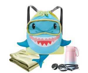 Generisch Zaino Da Nuoto Per Bimbi | Zaino Squalo Con Scomparto Scarpe - Borsa Piscina Bambini Asciutto Bagnato Separati, Sport Spiaggia Palestra Campeggio Età 3+ Bambini E Bambine