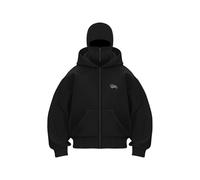 Generisch Zipper Hoodie Damen Y2K Kapuzenpullover Sweatshirt Mit Sturmhaube Sweatjacke Oversized Mask Jacke Mit Doppel Kapuze Hoodie Mit Fleece Winddichte Übergangsjacke Winter Motor Kapuzenjacke