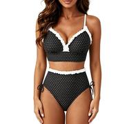 Generisch Zweiteiliger, gerüschter Badeanzug mit hoher Taille, schnell trocknend, für Strand, Schwimmen, Sonnenbaden, gerüschte Tankini Badeanzüge für Damen