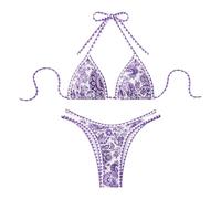 Generisch Zweiteiliger Tankini-Badeanzug mit Blumenmuster, weichen Cups und verstellbaren Bändern für den Strand (Purple, S)