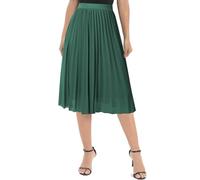 Genfien Damen Chiffon Rock Elastisch Taille Falten Midirock Knielanger Midi Faltenrock Mit Futter
