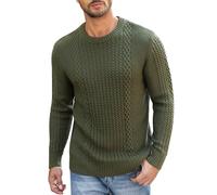 Genfien Herren Pullover mit Rundhalsausschnitt Strickpullover Feinstrick Winterpullover Sweater Männer Ribbed Pullover Slim fit Casual