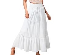Genfien Röcke Damen Röcke Damen Maxi Skirt Faltenrock Strandrock Freizeitrock 2 in 1 Elegant A-Line Beach Skirt Elastic Waistband Einheitsgröße