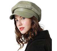 Genfien Schirmmütze Barett Mütze Damen Bakerboy Mütze Beret Cap PU Leder Winter Warm Soft Mode lässig Schirmmützen für Damen Outdoor