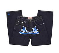 Genikeer Y2k Hose Herren, Sporthose Herren Lang Minus-Two Baggy Jeans Jogginghose, Cargo Hosen Männer Hip Hop, Harajuku Denim Pants Herren Schwarze Outdoorhose Cargohose