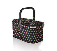 Genius 14260 Einkaufskorb, Aluminium/Stoff, Schwarz Mit Bunten Punkten, 48 x 28 x 27 cm