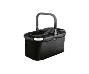 GENIUS Einkaufskorb Falko Premium 14364 | faltbar | Aluminium & Polyester | Reißverschlussfach | 48x28x27 cm | schwarz