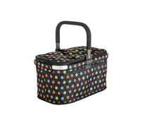 Genius Einkaufskorb Falko Premium A14360 | faltbar & leicht | 22l | Alu-Griff | Innentasche | schwarz mit Punkten