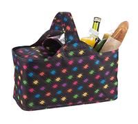 Genius Einkaufskorb leicht, Picknickkorb Lunchtasche für Camping Reisen, Faltbare Einkaufstasche mit Kühlfunktion, klappbar isoliert, Schwarz