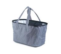 Genius Einkaufstasche Falko Light Schwarz mit Weiß | Einkaufskorb 22l groß, faltbar, mit Boden | Tragekorb mit Schulterriemen für unterwegs