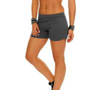 Gennadi Hoppe Damen Hot Pants Kurze Hose Sporthose Frauen Hotpants Mädchen Activewear Gym Shorts hauteng figurbetont stylisch modisch trendy leicht bequem sportlich Sport Fitness XS grau graue H6933