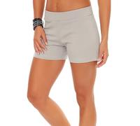 Gennadi Hoppe Damen Hot Pants Kurze Hose Sporthose Frauen Hotpants Mädchen Activewear Gym Shorts hauteng figurbetont stylisch modisch trendy leicht bequem sportlich Sport Fitness S hellgrau H8124