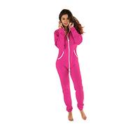 Gennadi Hoppe Damen Jumpsuit Hausanzug Overall Frauen Onesie Ganzkörperanzug Einteiler Baumwolle bequem kuschelig lässig sportlich trendy stylisch weich warm locker pink pinker 4XL H7511