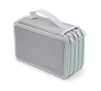 GENODA Federmäppchen, großes Fassungsvermögen, 72 Löcher, 4 Ebenen, Stifte-Tasche, Malerei, Aufbewahrungshalter, glatter Reißverschluss, Schulbedarf, Schreibwaren, Grau: 72 Löcher, Einheitsgröße