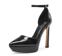 GENSHUO Damen Plateau High Heel Pumps 13 CM/5,12 Zoll Stiletto Heels Riemchenpump Sexy Spitze High Heels mit Knöchelriemen Geschlossene Stöckelschuhe für Party Prom, Schwarz 41EU