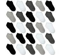 GENTABY Jungen Mädchen Kinder Socken - Unisex Kleinkind Socken 23-26 Schwarz Weiß Grau Baby Socken - 25 Paar für 2-4 Jahre Kleinkind Neugeborene Schule Trainieren Laufen Strapazierfähige Socken