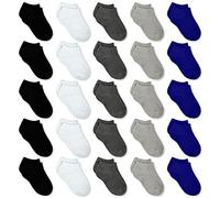 GENTABY Jungen Mädchen Kinder Socken - Unisex Kleinkind Socken 27-30 Schwarz Weiß Grau Baby Socken - 25 Paar für 4-7 Jahre Kleinkind Neugeborene Schule Trainieren Laufen Strapazierfähige Socken