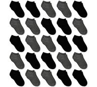 GENTABY Jungen Mädchen Kinder Socken - Unisex Kleinkind Socken 27-30 Schwarz Weiß Grau Baby Socken - 25 Paar für 4-7 Jahre Kleinkind Neugeborene Schule Trainieren Laufen Strapazierfähige Socken