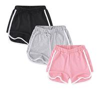 GENTABY Mädchen Shorts Gym Running Baumwolle Sommer Hosen Tanzen Casual Wear 3 Pack 8-9 Jahre Mädchen Schwarze Shorts Kinder Athletische Hosen