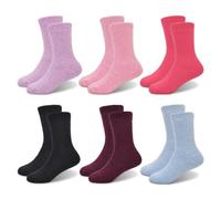 GENTABY Mädchen Thermal Socken Jungen Kinder Warme Winter Kleinkind Cosy Rosa Lila Schwarz Ideal für Winter Aktivitäten Stiefel 6 Paar 3-5 Jahre
