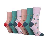 Gentle Grip 6 Paar Damen Socken Mit Muster Ohne Gummi Diabetiker Druckfreie Atmungsaktiv Weich Socken (37-42, Gemischte Blumen)