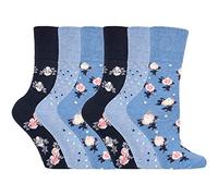 Gentle Grip - 6er Pack Damen Baumwolle Ohne Gummibund Socken | Socken mit Bunt Elegant Motiv (37/42, SOLRH177)