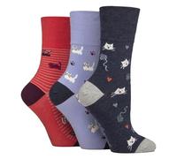 Gentle Grip - 6er Pack Damen Baumwolle Ohne Gummibund Socken | Socken mit Bunt Elegant Motiv (I'm A Cat Person, 37-42 EU)