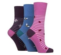 Gentle Grip - 6er Pack Damen Baumwolle Ohne Gummibund Socken | Socken mit Bunt Elegant Motiv (Schöne Käfer, 37-42 EU)