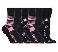 Gentle Grip - 6er Pack Damen Baumwolle Reine Bunt Muster Ohne Gummi Socken mit Design (37-42 EU, GG171 Kettle/Teacups)
