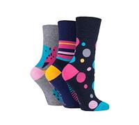 Gentle Grip - 6er Pack Damen Baumwolle Reine Bunt Muster Ohne Gummi Socken mit Design (37-42 EU, GG189)