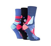 Gentle Grip - 6er Pack Damen Baumwolle Reine Bunt Muster Ohne Gummi Socken mit Design (37-42 EU, GG190)