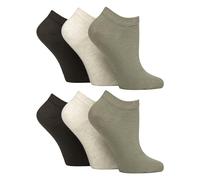 Gentle Grip 6er Pack Diabetikersocken Damen Sneaker Ohne Gummi Extra Weit Socken Kurz Komfortbund (DE/NL/SE/PL, Numerisch, 37, 42, Regular, Regular, Khaki/Wald/Creme/Grau)