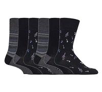 Gentle Grip - 6er pack herren comfort ohne gummi bund mittellang business bunt socken in 35 farben (MGG546 Musical Notes)