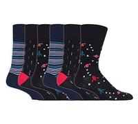 Gentle Grip - 6er pack herren comfort ohne gummi bund mittellang business bunt socken in 35 farben (MGG548 Space/Stars)