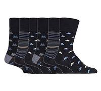 Gentle Grip - 6er pack herren comfort ohne gummi bund mittellang business bunt socken in 35 farben (MGG547 Bicycles/Cars)