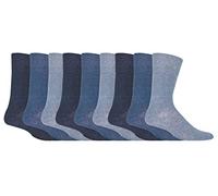 Gentle Grip 9er Pack Herren Ohne Gummi Socken Bunt | Atmungsaktive Extra Weite Baumwolle Comfort Socken (39-45, Blau)