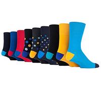 Gentle Grip 9er Pack Herren Ohne Gummi Socken Bunt Comfort Socken | Atmungsaktive Extra Weite Baumwolle Socken (39-45, ColourBurst Mix 1)