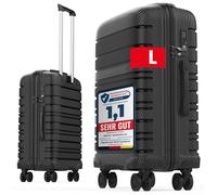 GENTOR Koffer groß mit Rollen 64x44x24 cm - Leichter Hartschalenkoffer Trolley mit TSA-Schloss - Reisekoffer Hartschale L für Reise & Urlaub - Schwarz