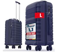 GENTOR Koffer Reisekoffer mit Rollen Carbonoptik Hartschalenkoffer Trolley Handgepäck mit TSA-Schloss Rollkoffer Leicht Travel Mittelgroß (Navy Blau, L)
