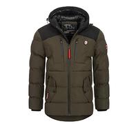 Geo Norway Herren Winter Jacke Steppjacke Daunenjacke Outdoorjacken mit Kapuze Herrenjacke Winterjacken Stepp Winter H-331 Khaki 2XL