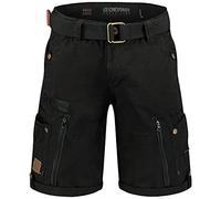 GEO NORWAY PASSPARTOUT Men - Lässige Herren-Baumwoll-Bermuda-Shorts - Sport-Cargo-Shorts Für Herren - Casual Chino-Shorts Sommer Manner - Gürtel-Shorts Mit Taschen - Bequeme Regular Fit Schwarz - L