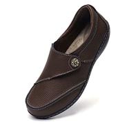 Geoeleph Damen-Slipper Casual Slip-Ons Comfort Walking Flats Leder Fahren Mokassins, Kaffee, 40 EU