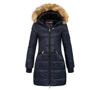 Geographical Norway Abeille Lady - Warmer Halbdicker Parka Frauen Herbst Winter - Feiner Mantel Kapuze Und Kunstpelz - Windjacke - Ideal Elegantes Geschenk Frauen (Marine M-Größe 2)