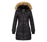 Geographical Norway Abeille - Damen großer Parka - Warmer Wintermantel - Lange Ärmel und Kragen aus Kunstfell - winterjacke winterparka (Schwarz S)