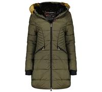 Geographical Norway Abeille Lady - Warmer Halbdicker Parka Frauen Herbst Winter - Feiner Mantel Kapuze Und Kunstpelz - Windjacke - Ideal Elegantes Geschenk Frauen (Khaki XXL-Größe 5)