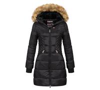 Geographical Norway Abeille Lady - Warmer halbdicker Parka für Frauen Herbst Winter - Feiner Mantel mit Kapuze und Kunstpelz - Windjacke - Ideal Elegant Geschenk für Frauen (Schwarz L)