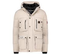 Geographical Norway Albert Men - Parka Groß Warm Mann Herbst Winter - Dicker Wasserdichter Mantel Wasserabweisend - Outdoor Pelz Kapuzenjacke - Winter Windjacke (Beige XL)