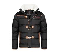Geographical Norway Amonai Men - Warmer Pelzmantel Herbst Winter - Warme Jacke Mann - Parka Jacke Langarm Gefüttert Windstopper - Ideales Männergeschenk (Schwarz M)